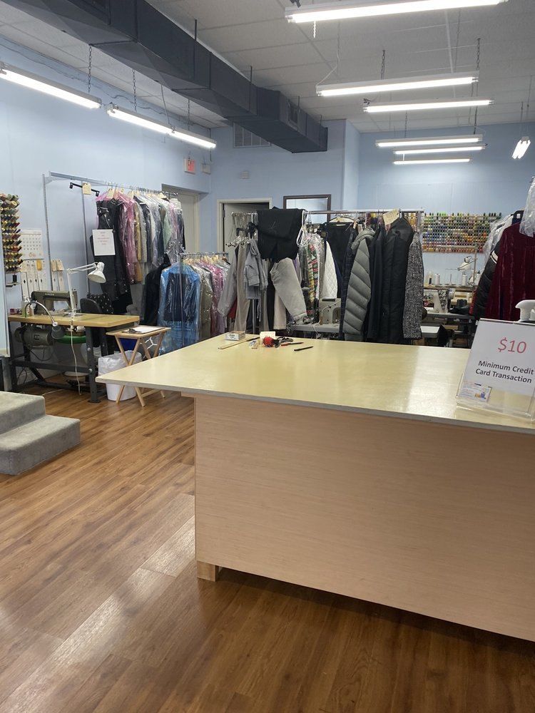 The front counter and fitting area at Nader's Alterations